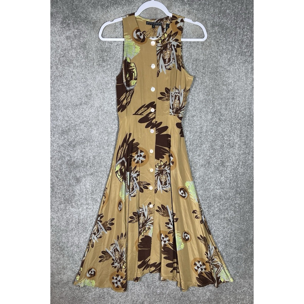 Arnold Zimberg SILK Native American Chief Button Up Dress Womens Juniors Sz 1‎